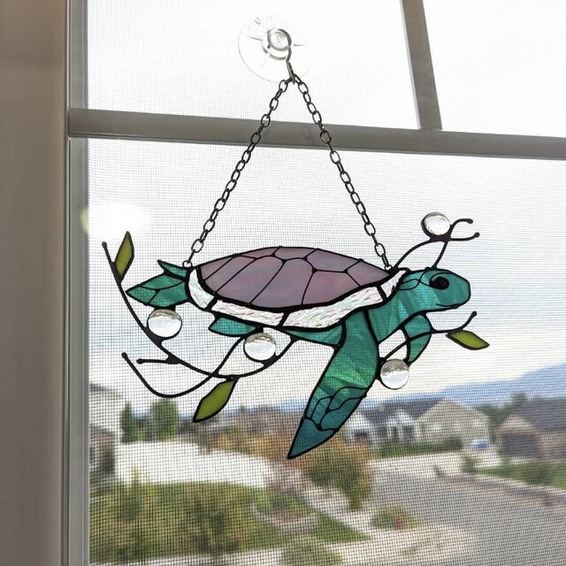 Sea Turtle ACRYLIC Window Hanging, Turtle Window Hangings, Turtle Lovers Gift, Mother's Day Gift, Faux Stained Glass, Not Suncatcher - Ireland