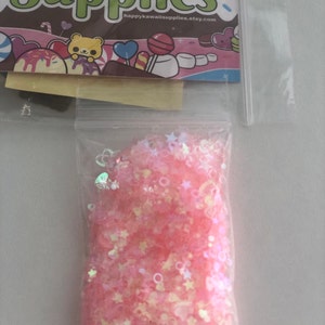 Iridescent Pink Transparent Assorted Shape Glitter, Pick Your Amount,  Shaker Mix, Kawaii Glitter U193 