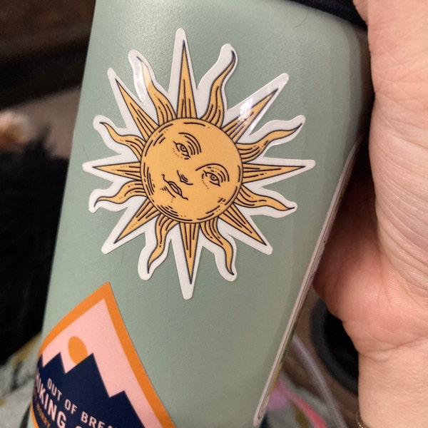 Vsco Sun Sticker Wavy Sun Aesthetic Waterproof Sticker / Vsco Stickers, Bujo Stickers ...