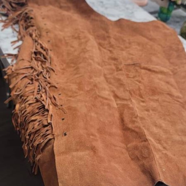Pantalon Western Homme Cuir Marron – Franges Chaps – Artisanat Pakistan – Neuf