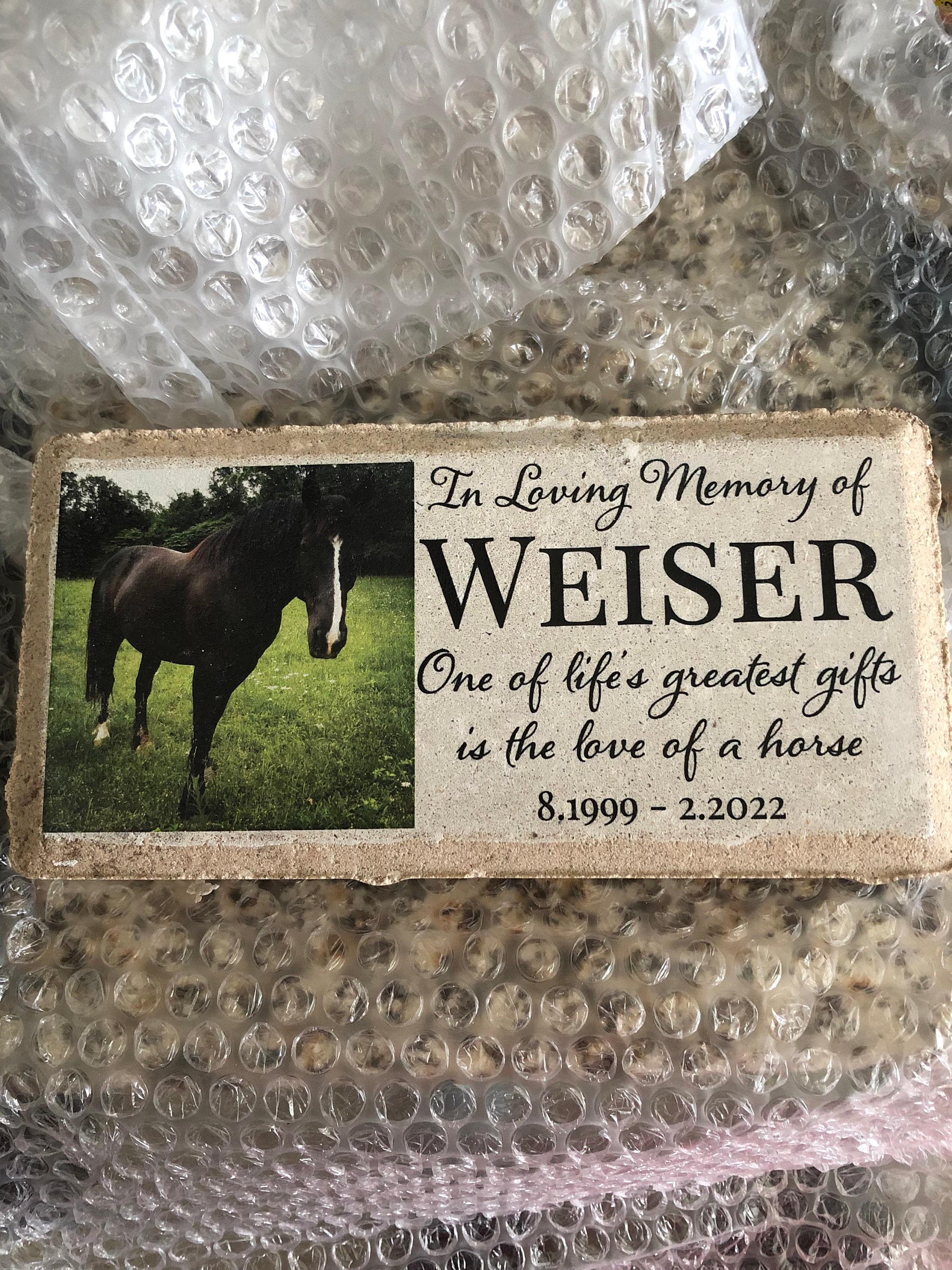 Personalized Horse Pony Memorial Stone. 8x4 Stone Brick. Burial Marker. Indoor/Outdoor Horse Memorial. Custom Horse Sympathy Gift.
