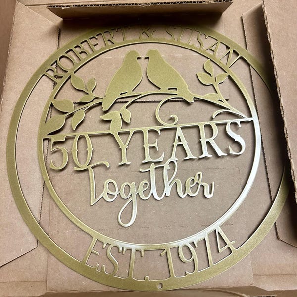 50th Anniversary Gifts For Parents, Wedding Anniversary Metal Sign, Golden