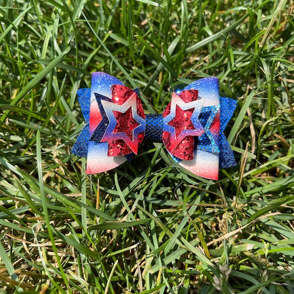 Star Bow Template SVG, Stars USA Red White Blue Bow Pdf, Independence