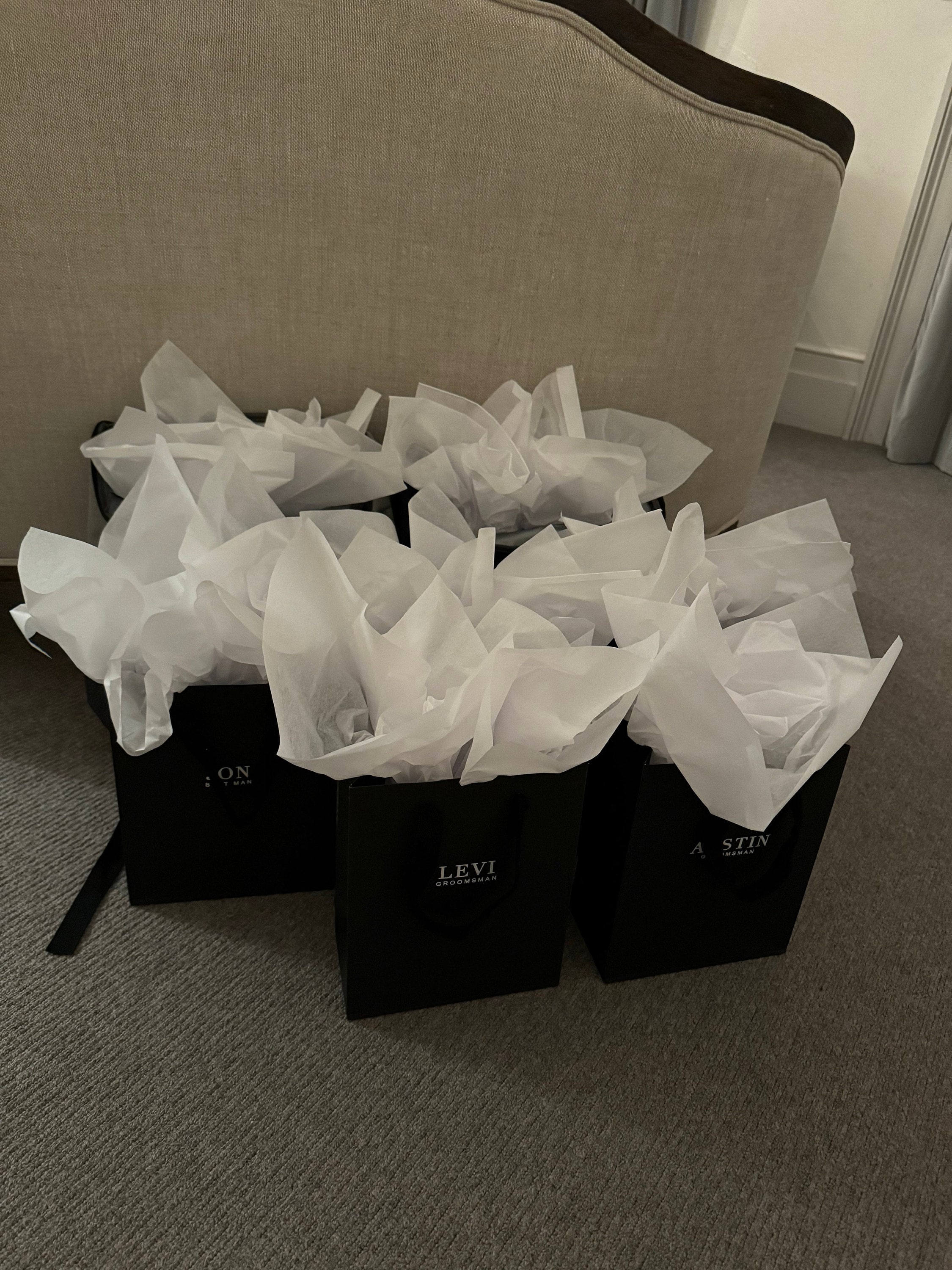 Personalized Wedding Bags - Luxury Proposal Bags - Black - Groom and Groomsmen Gift Bags - Large - 4 sizes
