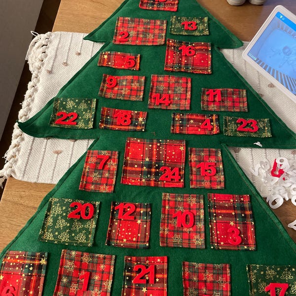Red Felt Advent Calendar Numbers, Self Adhesive DIY Christmas Countdown ...