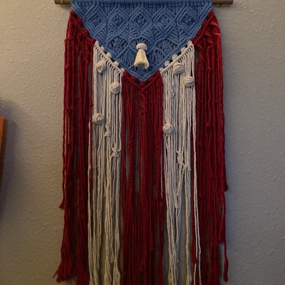 Boho Chic Pink Floral Macrame Wall Hanging Decor Handmade Bohemian Wall ...