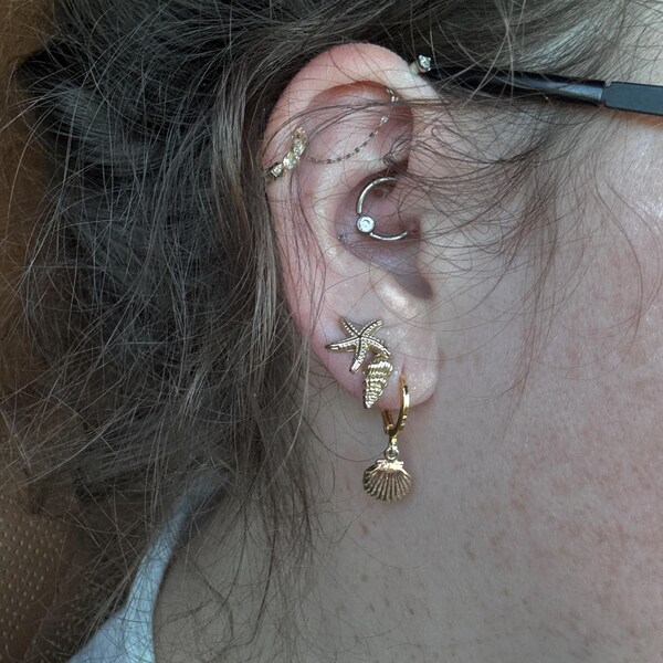 Star & Moon Studs - Gold