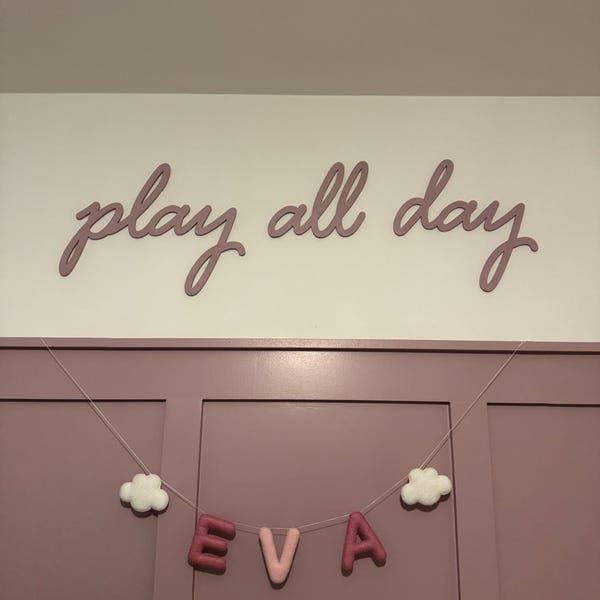 Play Room Lettering Play All Day Sign | Wall Lettering | Wooden Nursery Sign | Nursery ...
