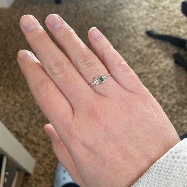 Vertical Baguette Birthstone Ring by Caitlyn Minimalist