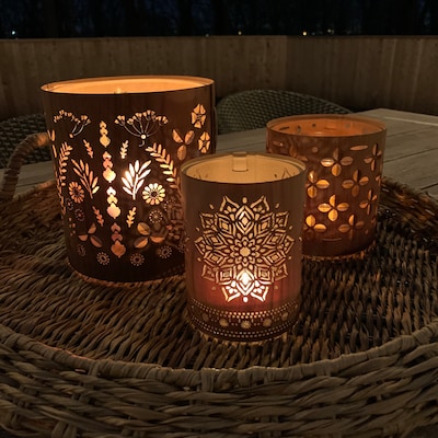 Lantern Centerpiece Wood and Glass Candle Holder Martha Stewart's ...