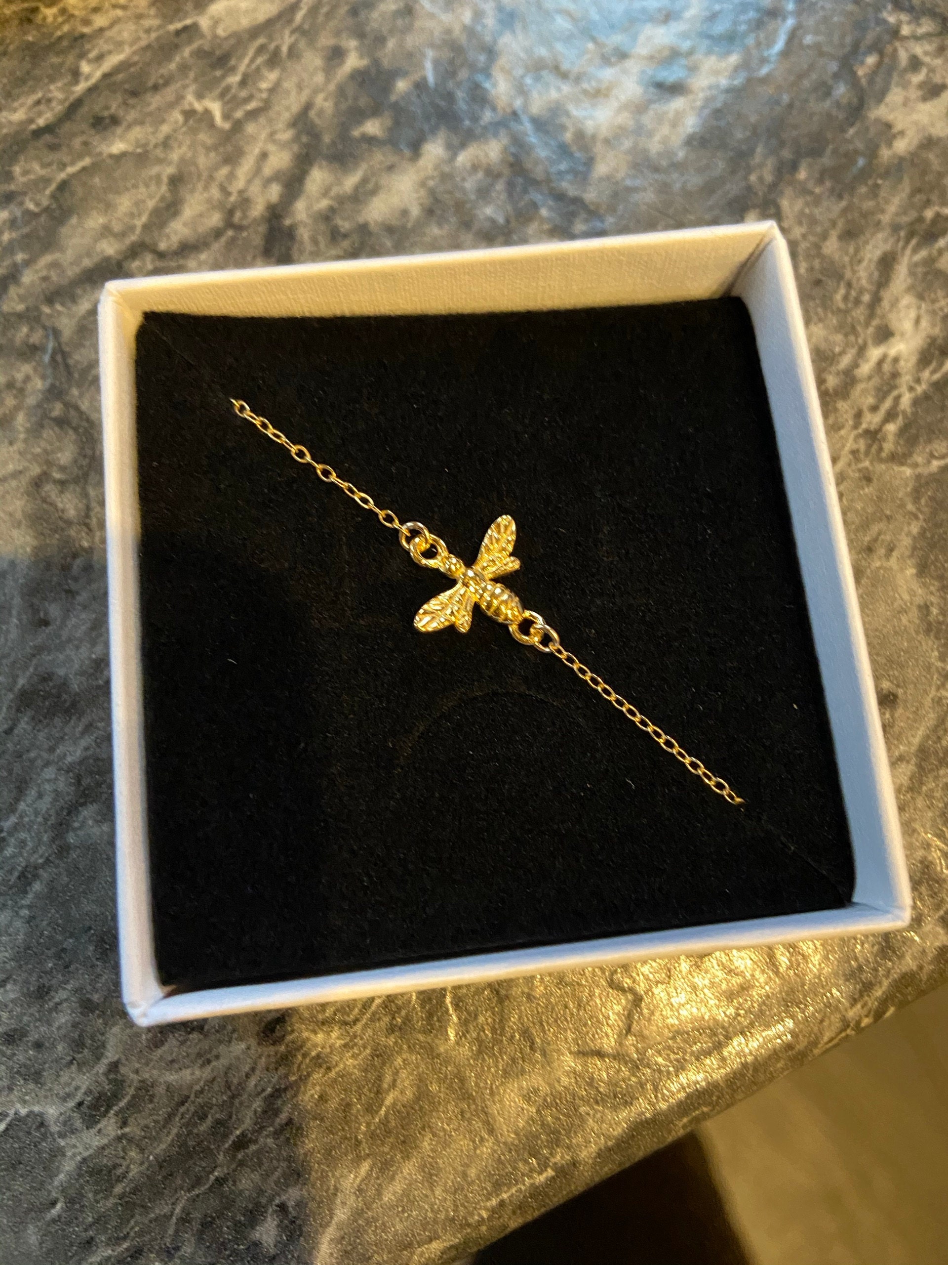 Final Sale Honey Bee Bracelet Sterling Silver/Gold Filled/Rose Gold Filled Bee Bracelet • Bee Pendant•Bee Jewelry•Tiny Bee•Bee Gift•Gold Bee