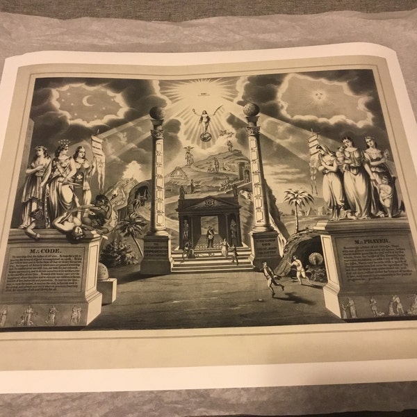 Masonic Chart With Code and Prayer - Vintage Art Print - Antique ...