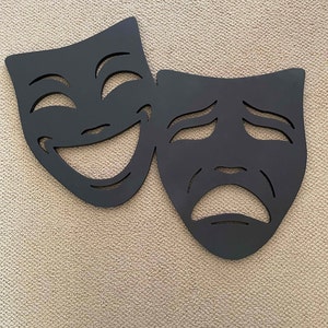 Comedy Tragedy Masks Movie Decor Wooden Art Cinema Home Theater Sign - UK