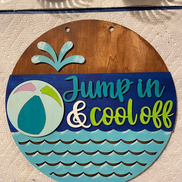 Jump in & Cool off Pool Sign, Digital Download, SVG Laser Cut File ...