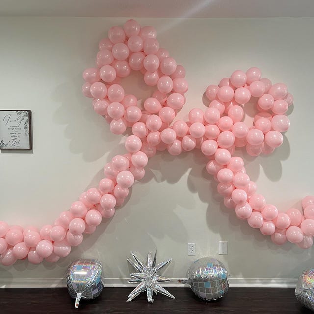 Lot De 4 Ballons Décoratifs Nœud Rose - Pour Anniversaire Fille, Baby Shower, Décoration Fête élégante - 8
