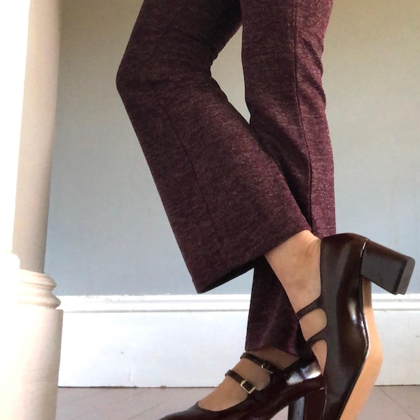 HIGH MARY JANE SHOES CHERRY RED WOOL TWEED