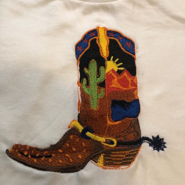 Cowboy Boot Machine Cowboy Boot - Machine Embroidery Design - Etsy