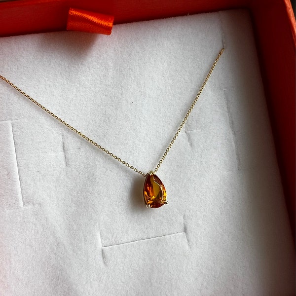 •STRAY• faceted citrine teardrop + gold necklace (various lengths)