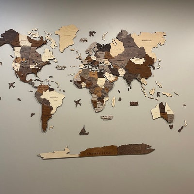Wooden World Map Enjoy the Wood World Map Wall Art Home - Etsy