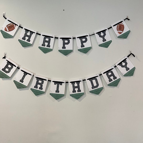 Happy Birthday Banner Printable, Football Birthday Pennant Banner ...