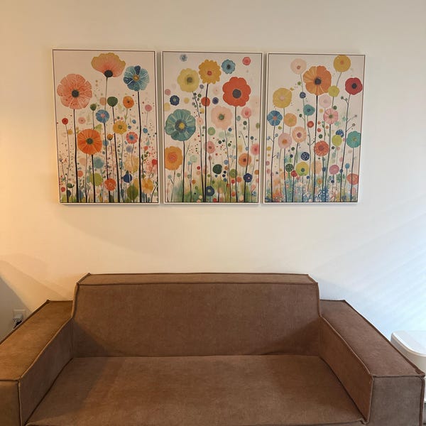 Colorful Floral Triptych | Vibrant Watercolor Flower Painting for ...