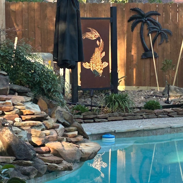 Metal Privacy Screens | Koi Fish Art | Decorative Screens | Oversize ...