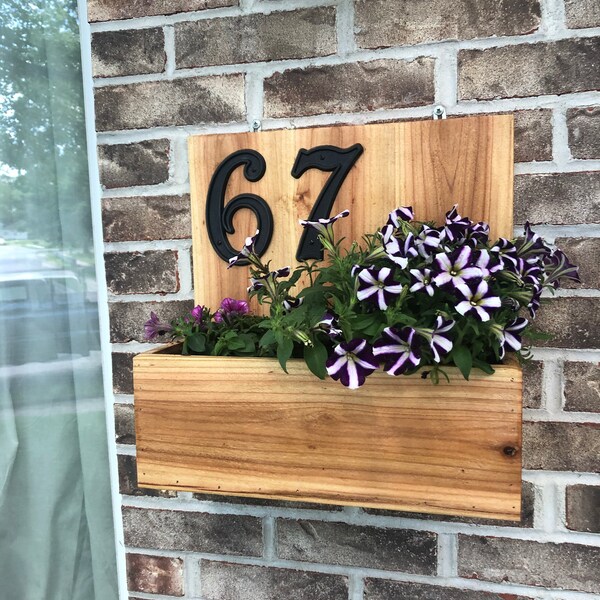 Cedar Address Planter Box: Outdoor House Number Display - Etsy