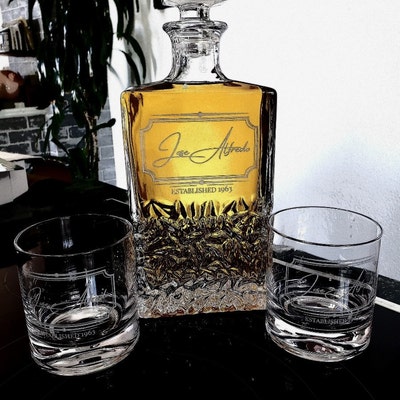 Custom Whiskey Glass With Premium Quality Side and Bottom Engraving for ...