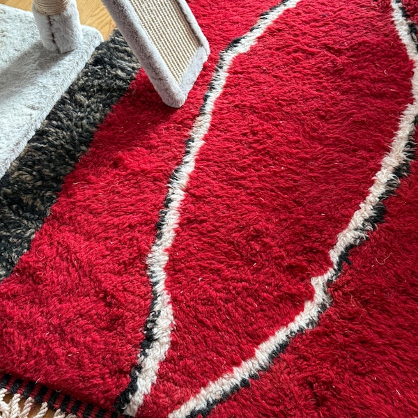 MOROCCAN BENI OURAIN Wool rug Handmade Colorful Berber Boho rug 6.5x9.5