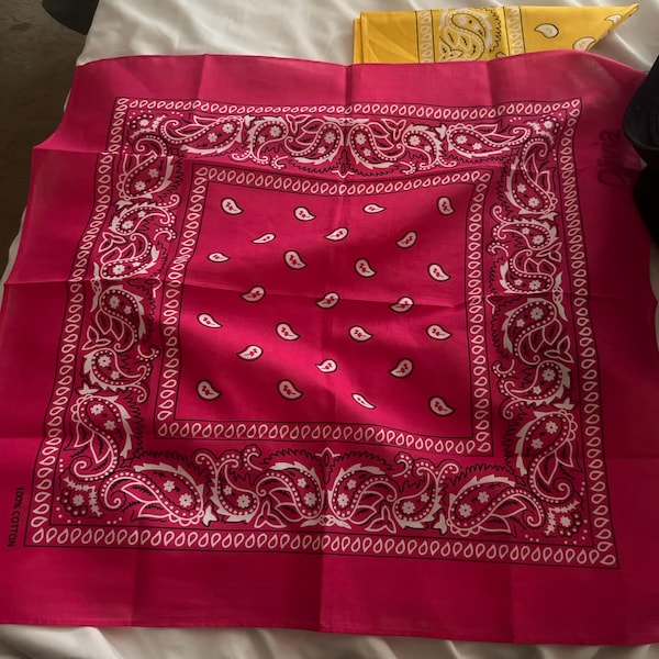 Personalized Embroidered Bandana , Custom Paisley Bandana With Chain ...