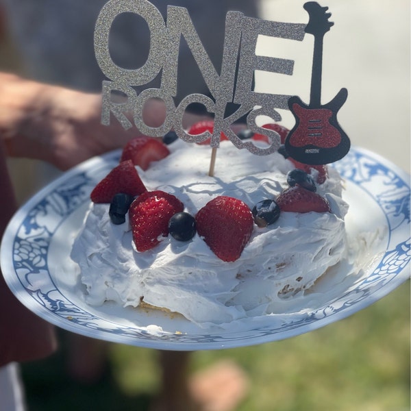 One Rocks Cake Topper / Guitar Cake Topper / Rock Party / Rock N Roll ...