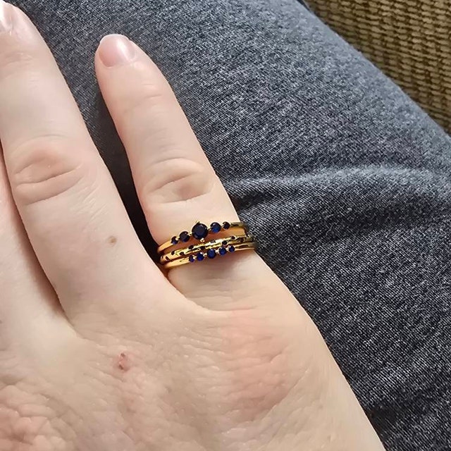 Sapphire Stacking Ring Set by Caitlyn Minimalist • Set of 3