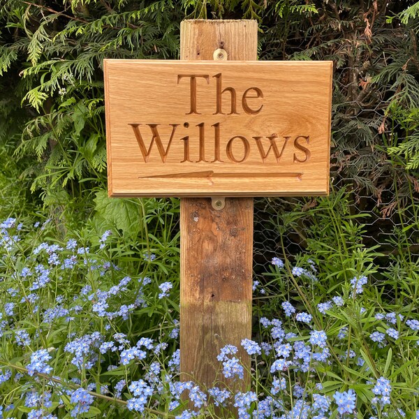 Solid OAK HOUSE SIGN, Outdoor House Sign, Personalized, Engraved, Wood ...