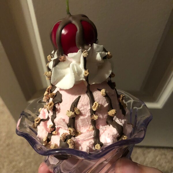 New Handmade Faux Fake Ice Cream Sundae Vanilla Chocolate Strawberry ...
