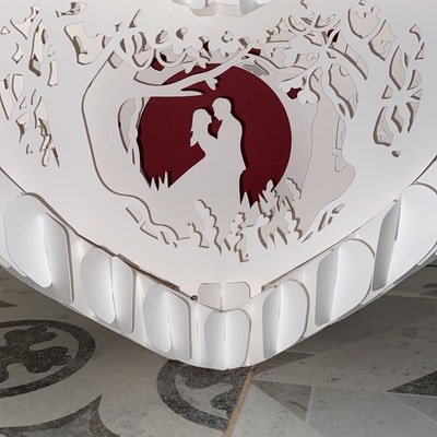 Heart 3D Pop-up Card Light Box PDF, SVG Template Paper Cutting, 3D