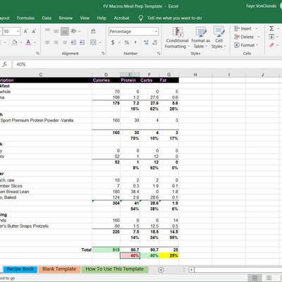 Digital Macro Meal Planner, Editable Macro Meal Plan Template, Google ...
