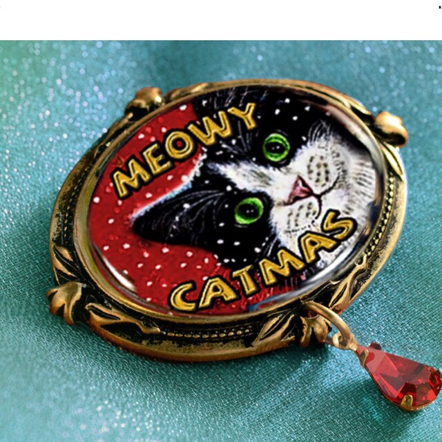Meowy Catmas Enamel Cat Pin: Christmas Jewelry Gift - Etsy