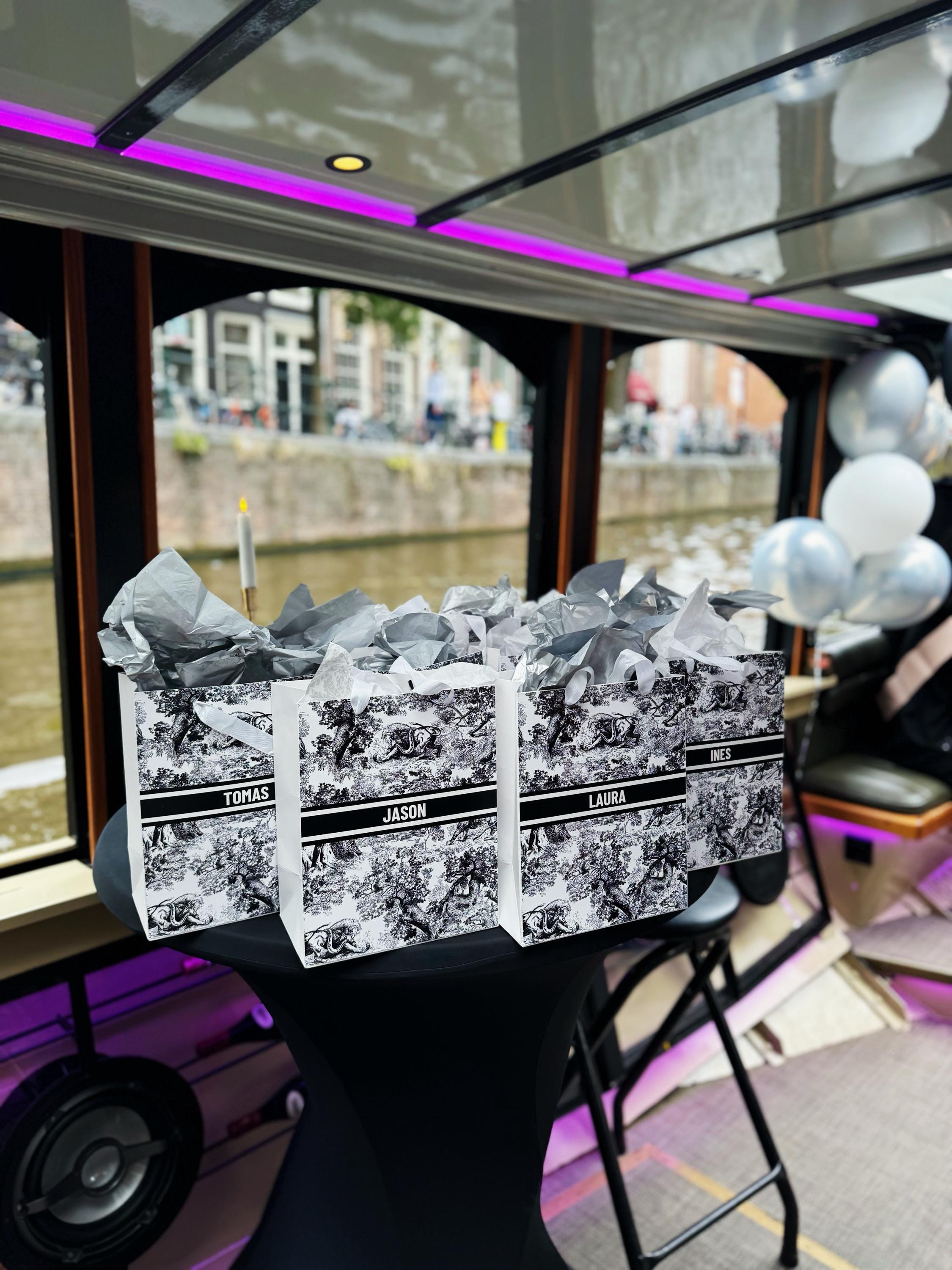 Benutzerdefinierte Toile De Jouy Geschenktüten | Personalisiert | Hochzeit | Brautjungfernantrag | Braut | Babyparty | Geburtstag | Junggesellinnenabschied