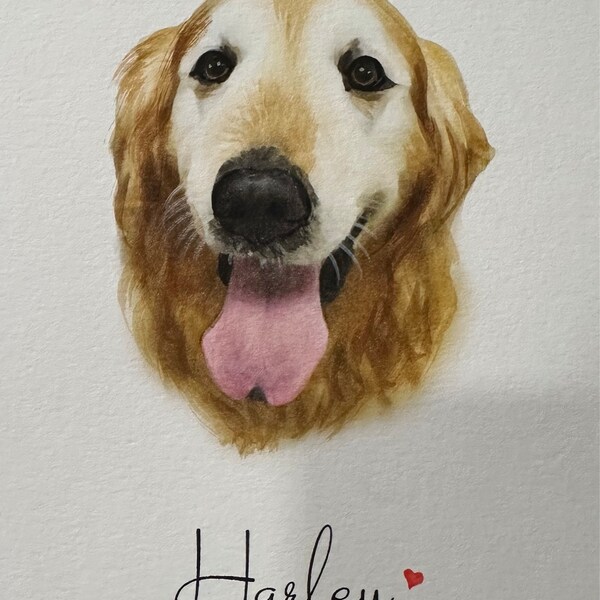 Custom Pet Portrait Print, Watercolor Dog Painting Hand Painted From ...