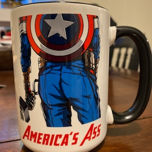 Funny Captain America Mug: America's Ass, Novelty Humor (11oz 15oz) - Etsy
