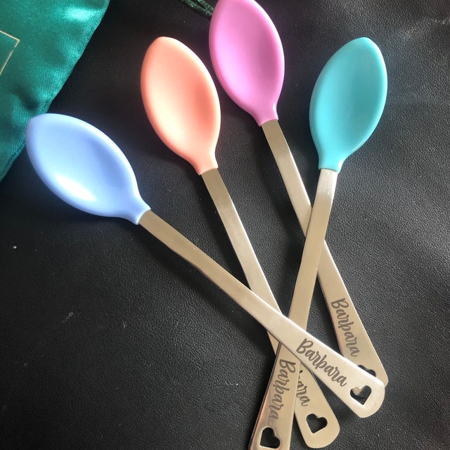 Personalized Baby Spoon - Engraved Name Date - Choose Pink, Purple, Blue,  Green - BPA Free - Heat Sensitive - Baby Shower Gift - DGR-SP