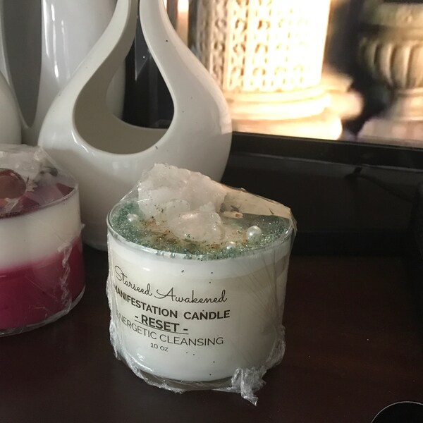 Energy CLEARING & CLEANSING Candle **blessed and Charged** Crystals ...