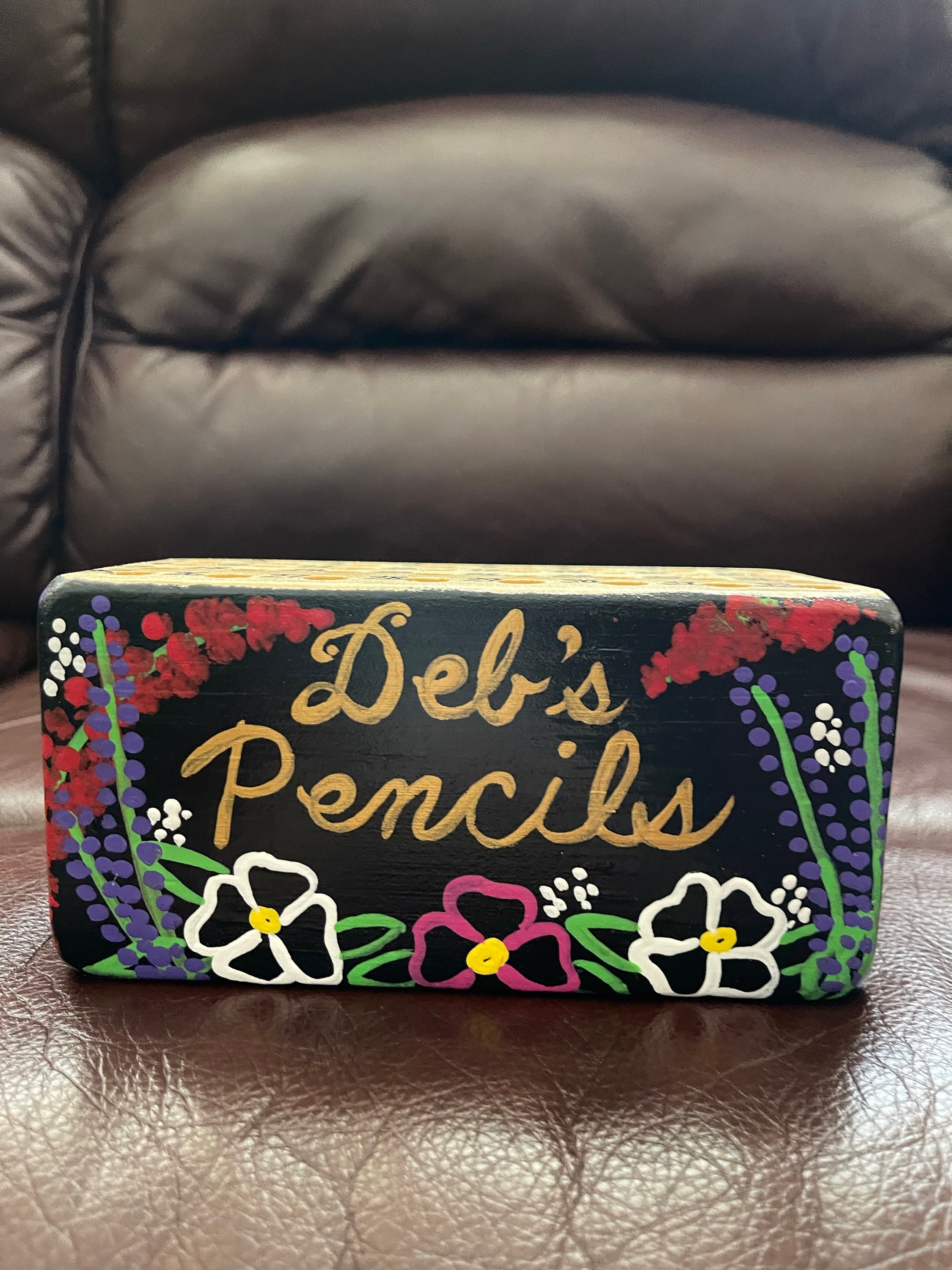 Teacher Gift, Pencil Holder, Numbered, Personalized Wood Block, School, Classroom, Teacher Appreciation, Pencil Block, 32 Hole, Chalkboard.