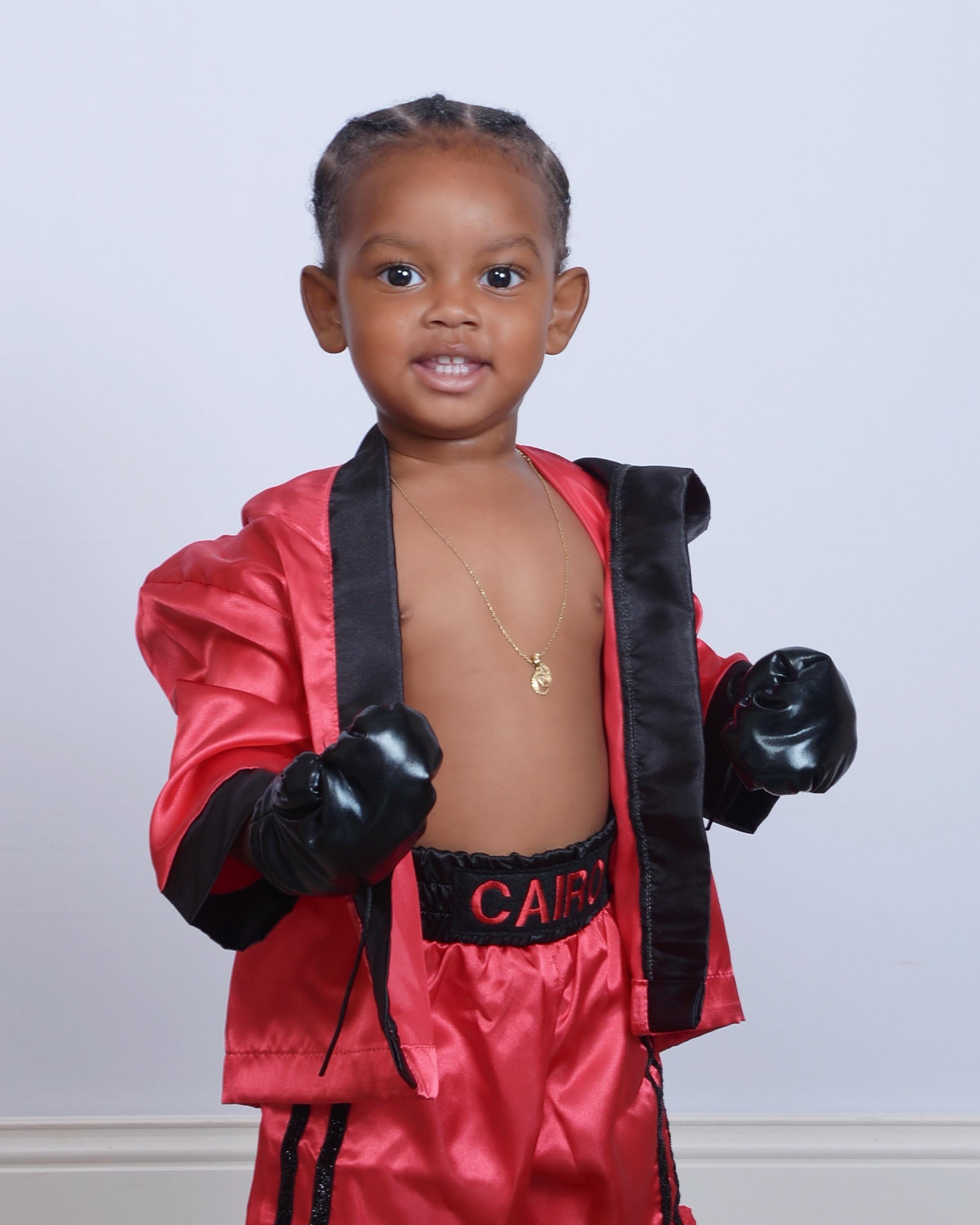 Personalized Boxing Set Robe, Shorts, Wearable Baby Gloves