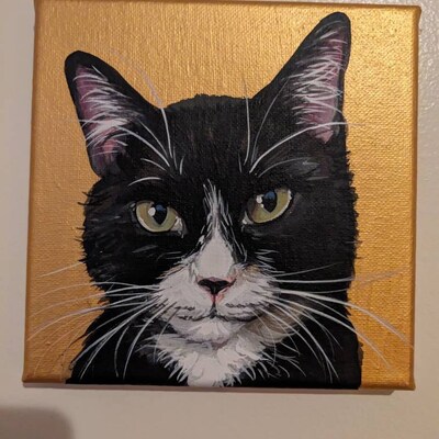 Custom Cat Portrait on Wood Painting on Round Accent Art - Etsy