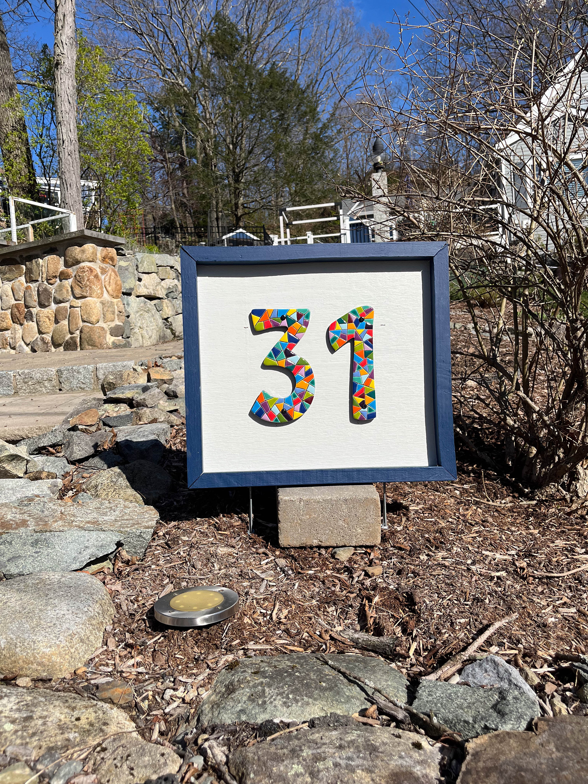 Ceramic numeral with mosaic ornaments, custom numbers wall decor, house numbers, anniversary numbers, ceramic art, tile wall hanging