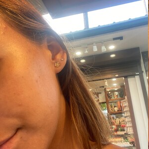 14K Solid Yellow Gold Princess-Cut CZ Sleeper Stud Earrings – Screw-Back, 3mm-8mm, Handmade USA