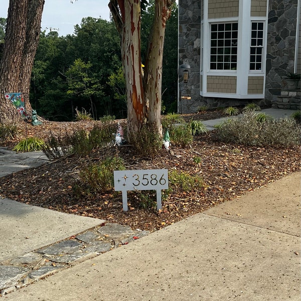 Modern Metal Address Yard Sign | Metal House Numbers With Stakes ...