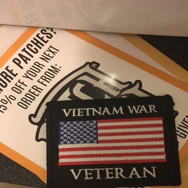 VIETNAM WAR VETERAN Patch Iron-on Embroidered Applique Military Biker ...