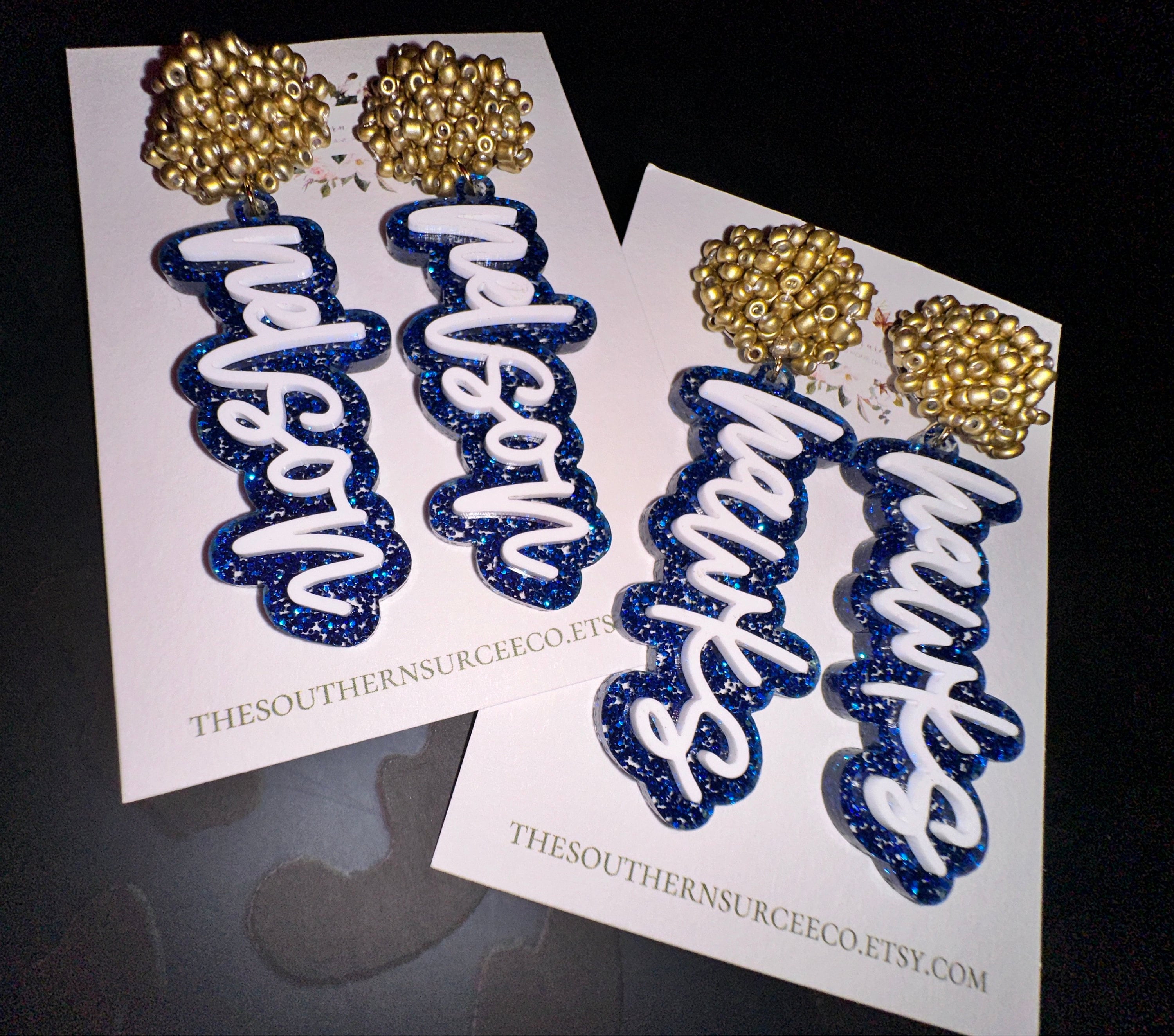 Script Spirit Earrings | Cheer Seed Bead Pom | School Colors | Team Game Day Mix & Match | Custom | High College Sports | Mascot | Player #